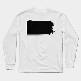 Black Pennsylvania Outline Long Sleeve T-Shirt